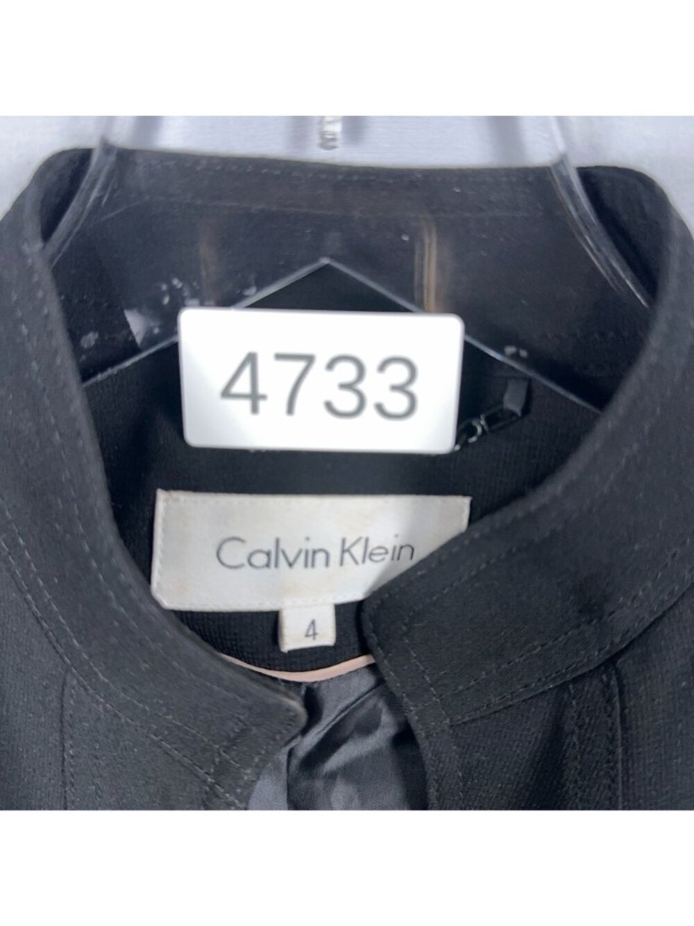 Calvin Klein Blazer Jacket Womens Size 4 Black Belted Button-Front Office Wear - Picture 12 of 12